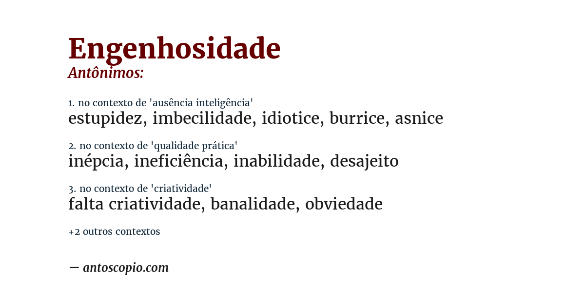 Antônimo de engenhosidade