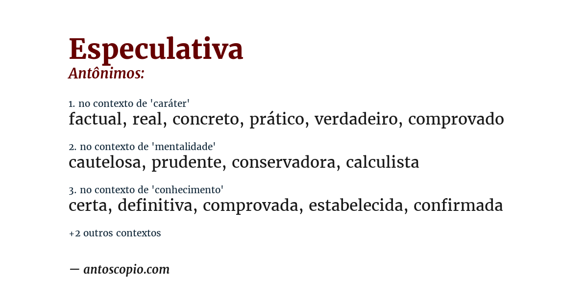 Antônimo de especulativa