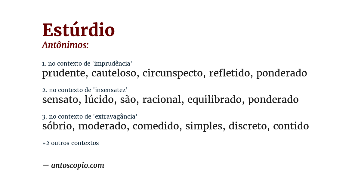 Antônimo de estúrdio