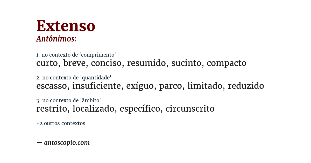 Antônimo de extenso