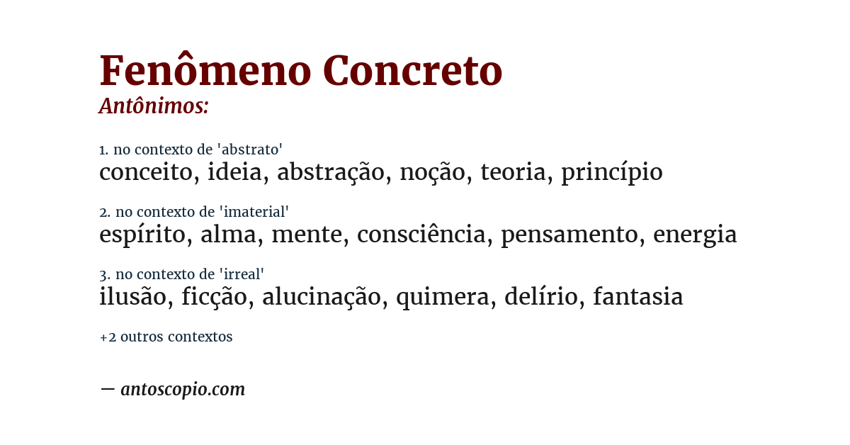 Antônimo de fenômeno concreto