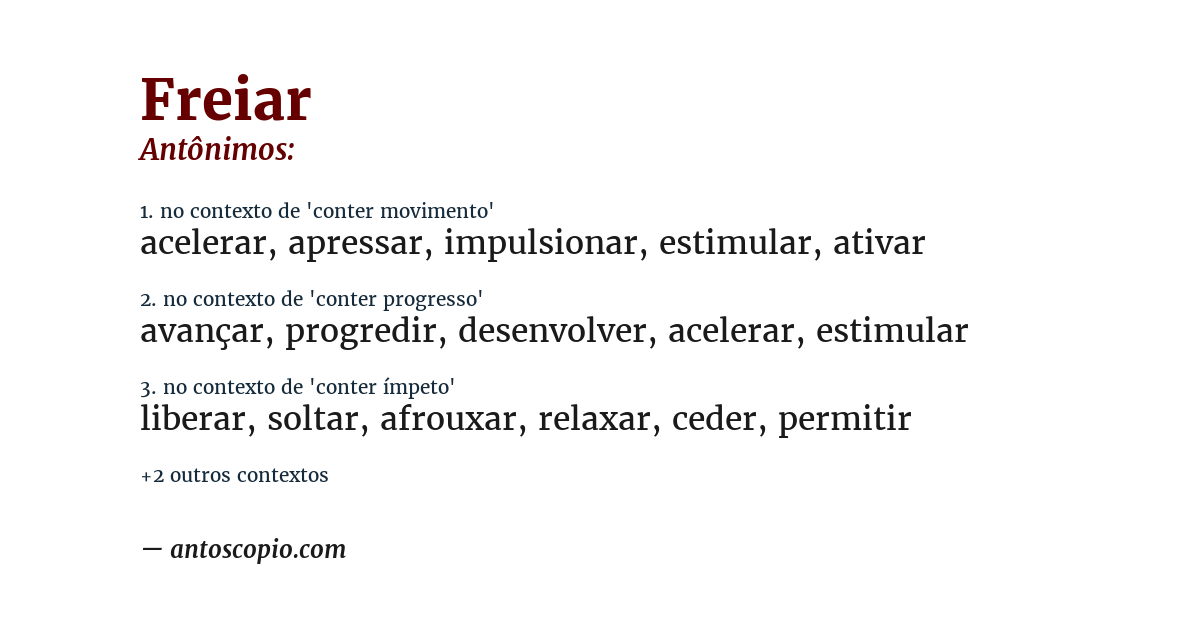 Antônimo de freiar