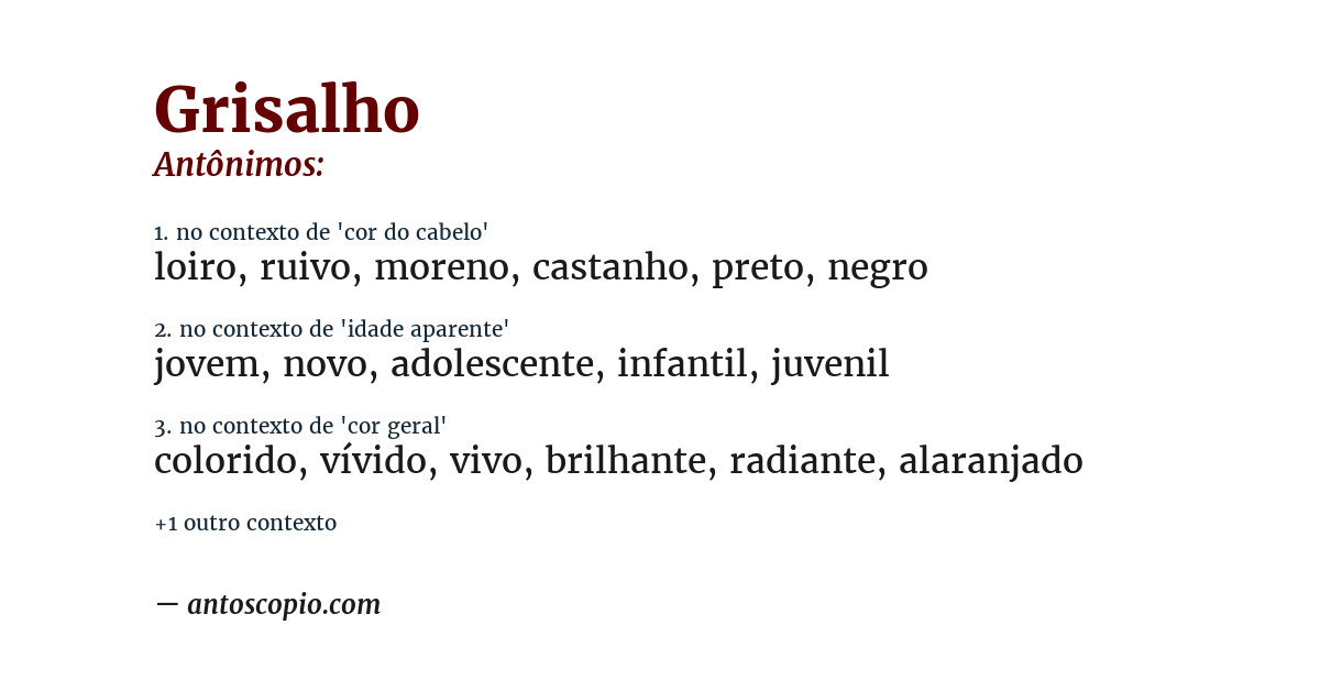 Antônimo de grisalho
