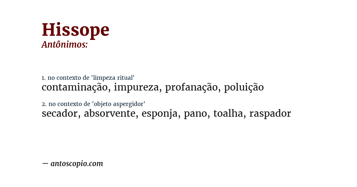 Antônimo de hissope
