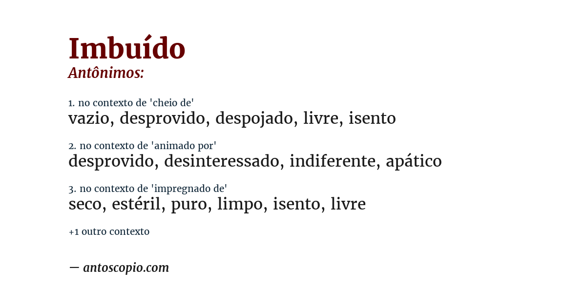 Antônimo de imbuído