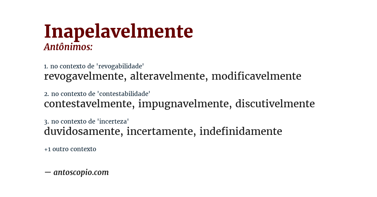 Antônimo de inapelavelmente