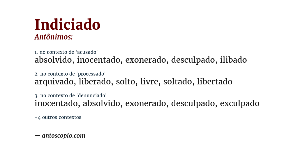 Antônimo de indiciado