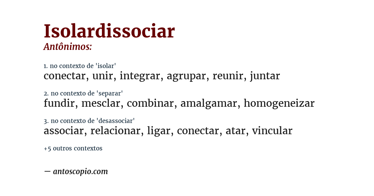 Antônimo de isolardissociar
