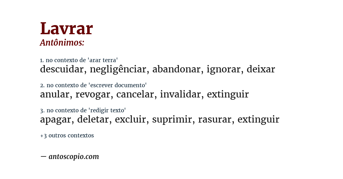 Antônimo de lavrar