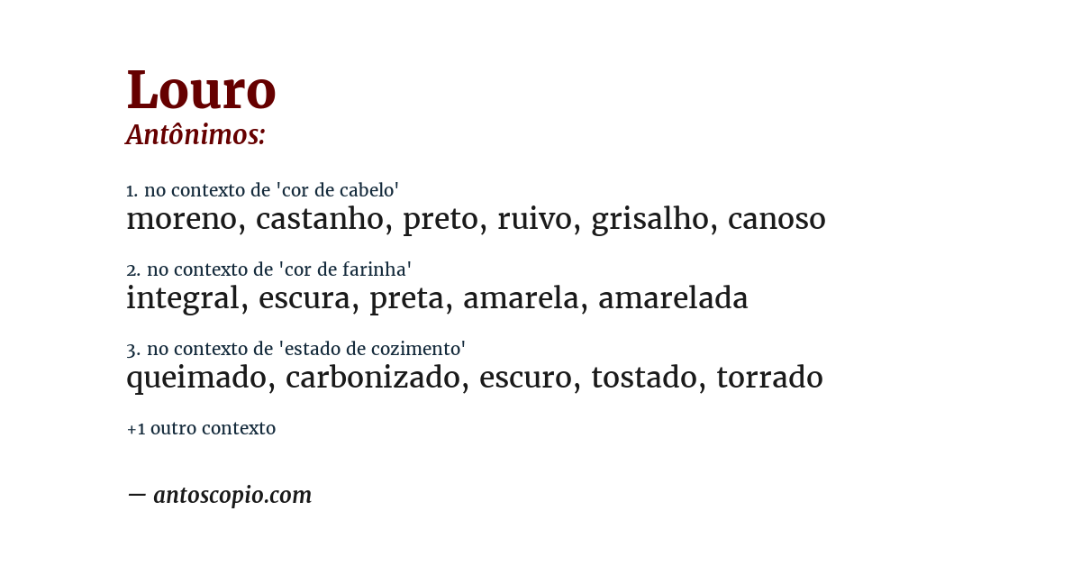 Antônimo de louro