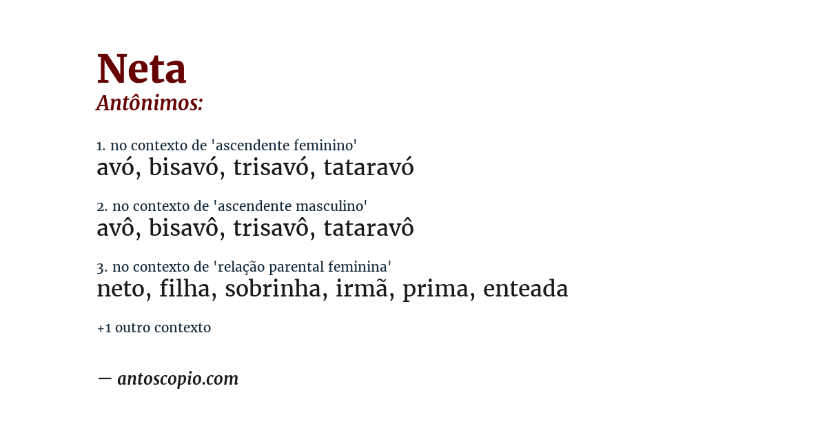 Antônimo de neta