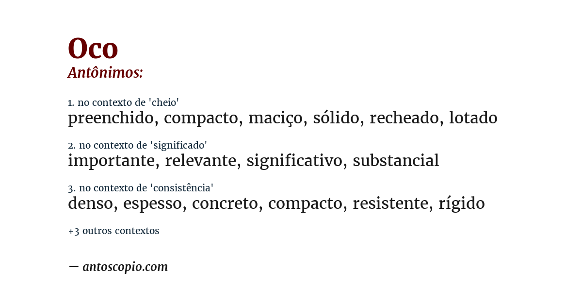 Antônimo de oco