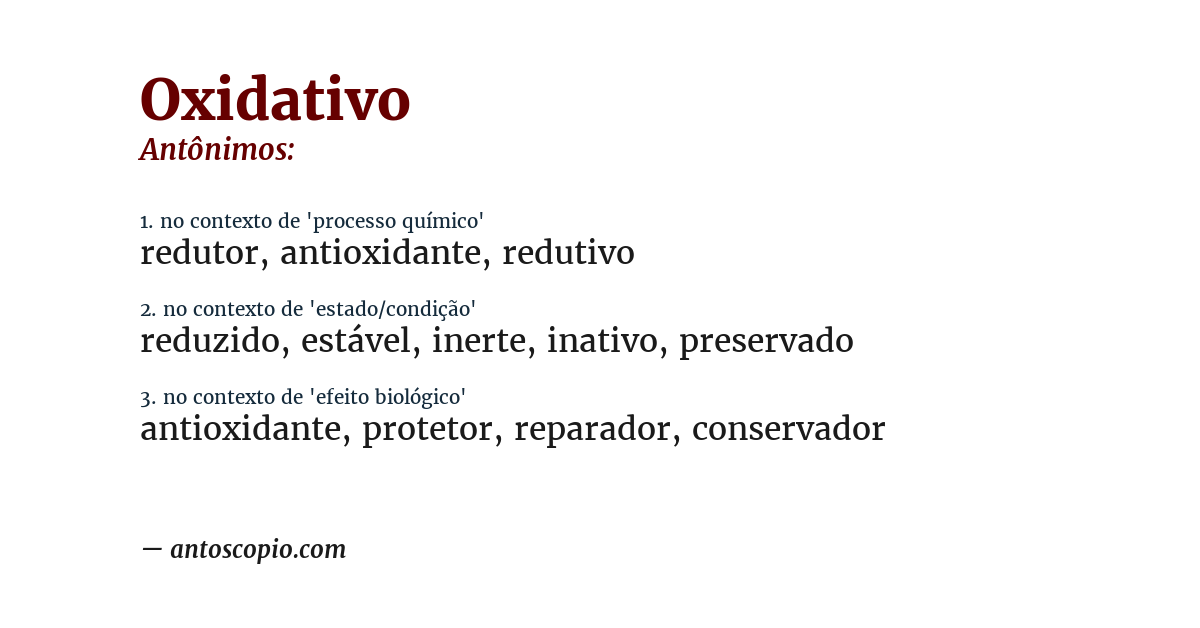 Antônimo de oxidativo