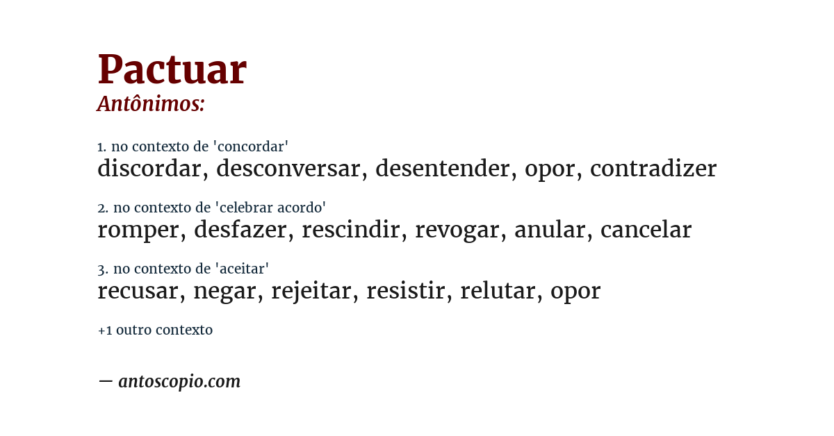 Antônimo de pactuar