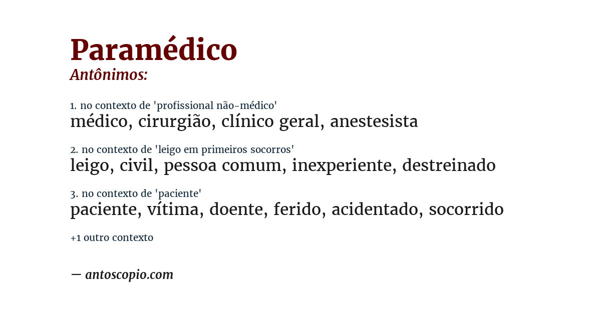 Antônimo de paramédico