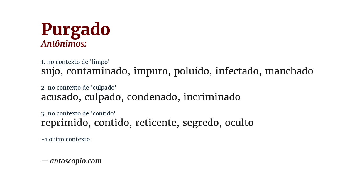 Antônimo de purgado