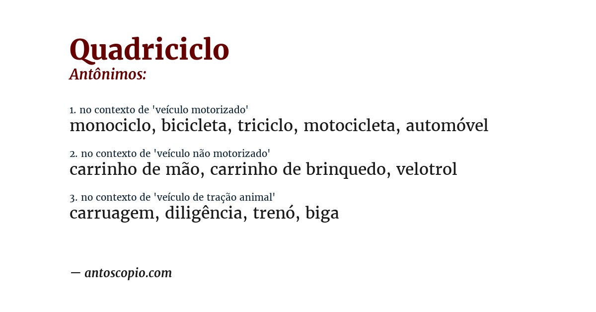 Antônimo de quadriciclo