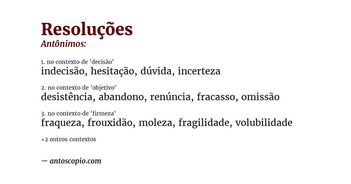 Antônimo de resoluções