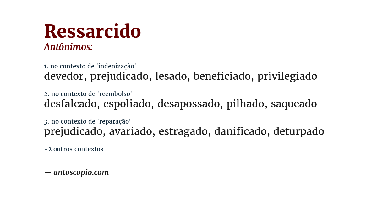 Antônimo de ressarcido