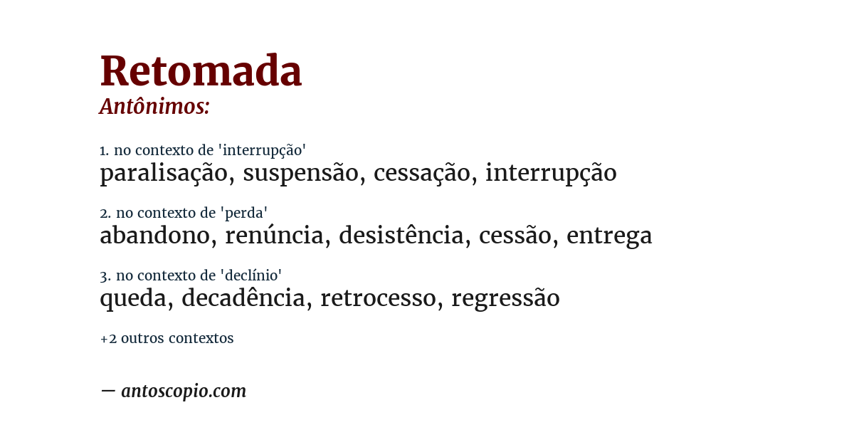 Antônimo de retomada