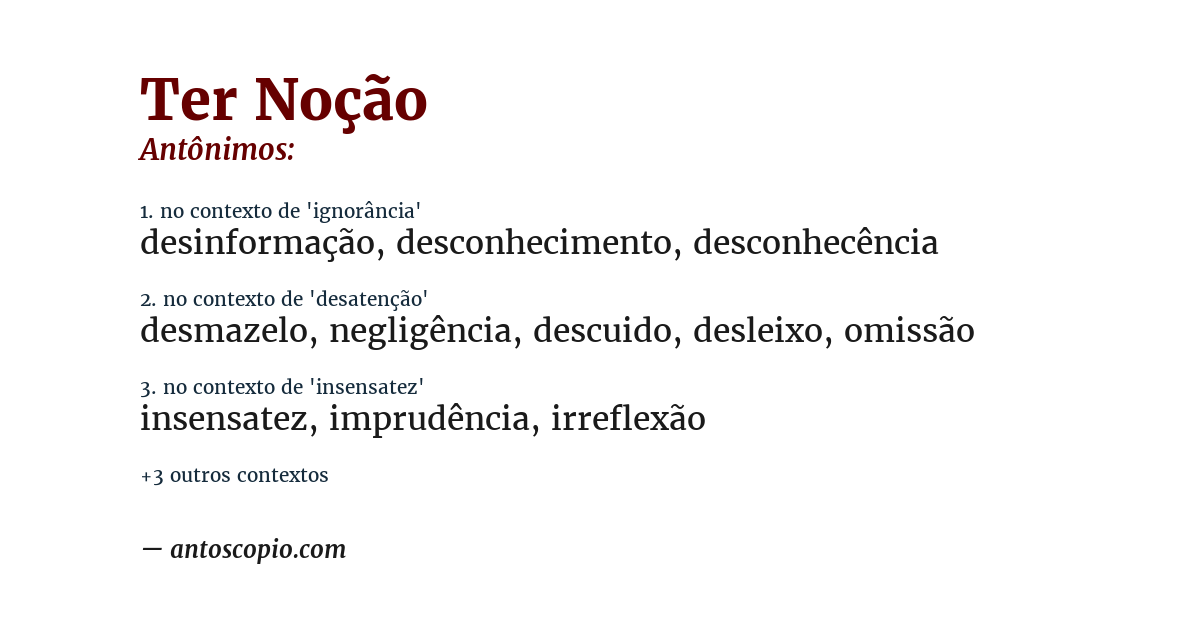 Antônimo de ter noção