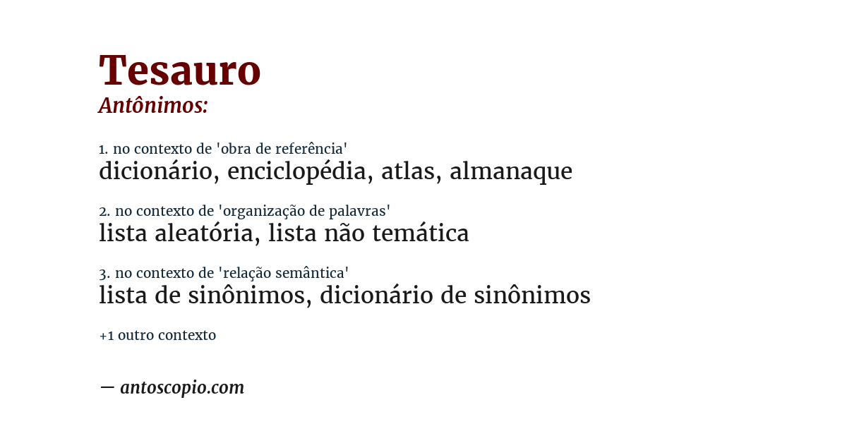 Antônimo de tesauro