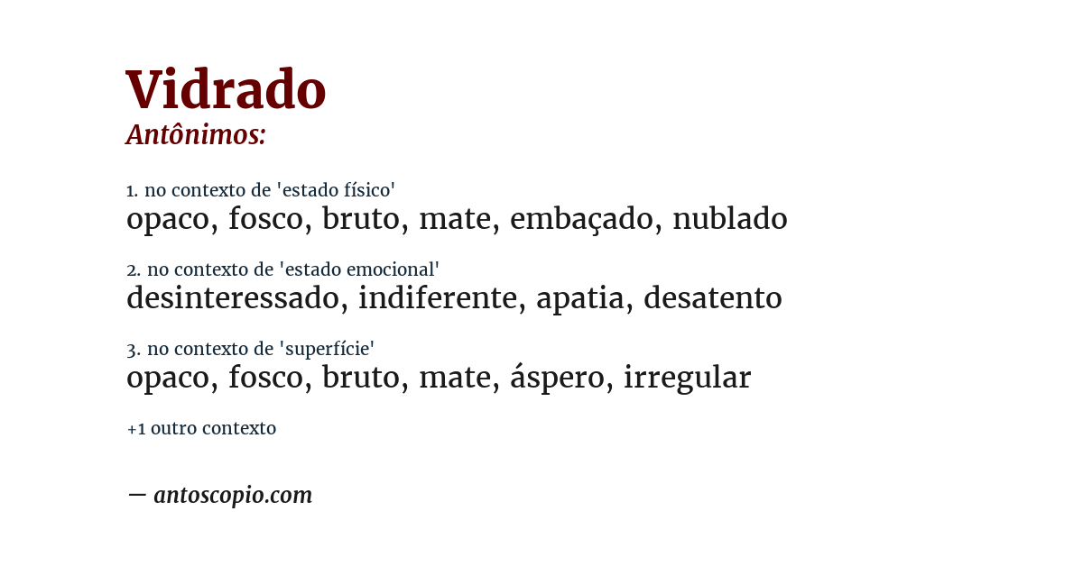 Antônimo de vidrado