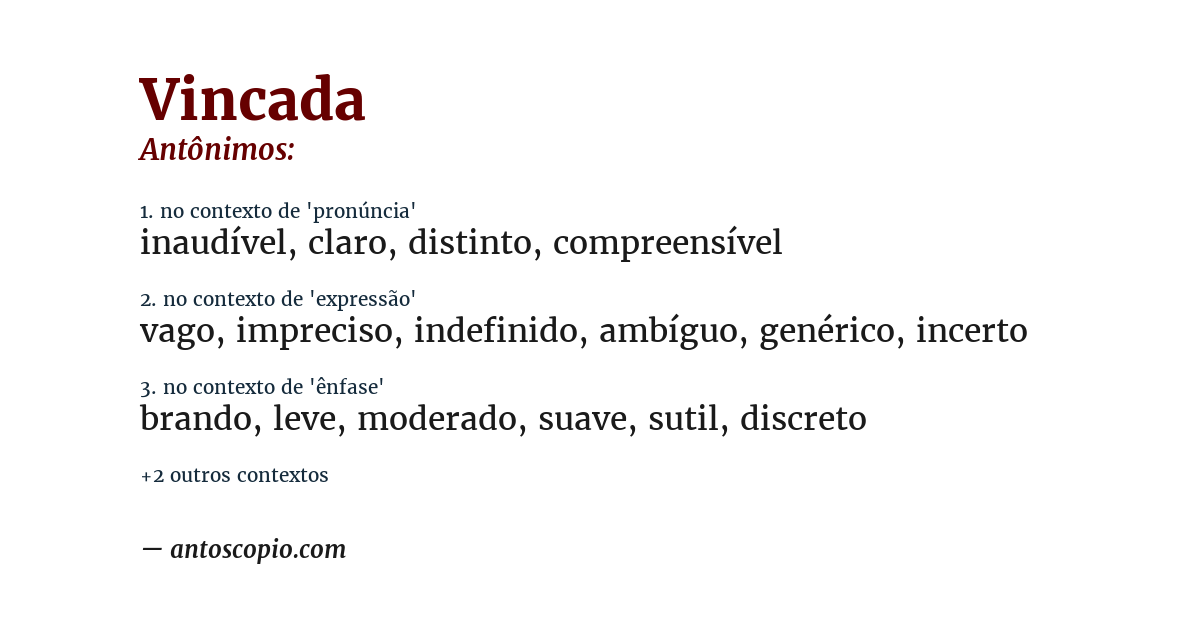 Antônimo de vincada