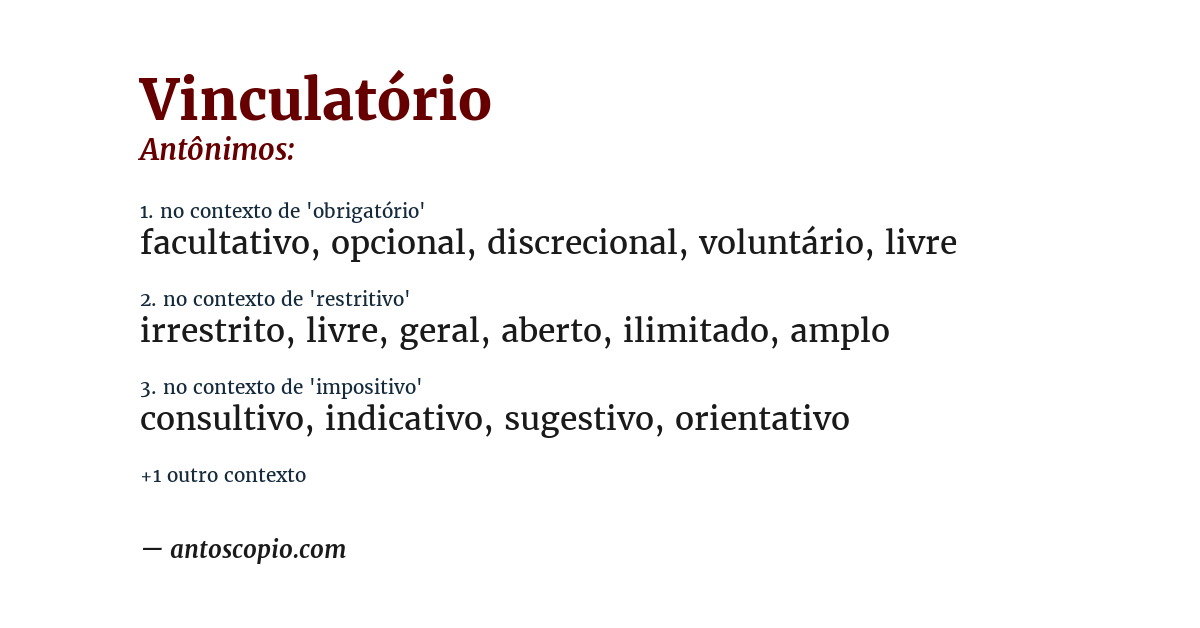 Antônimo de vinculatório