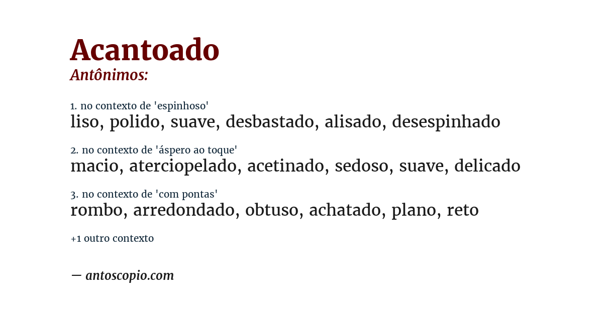 Antônimo de acantoado