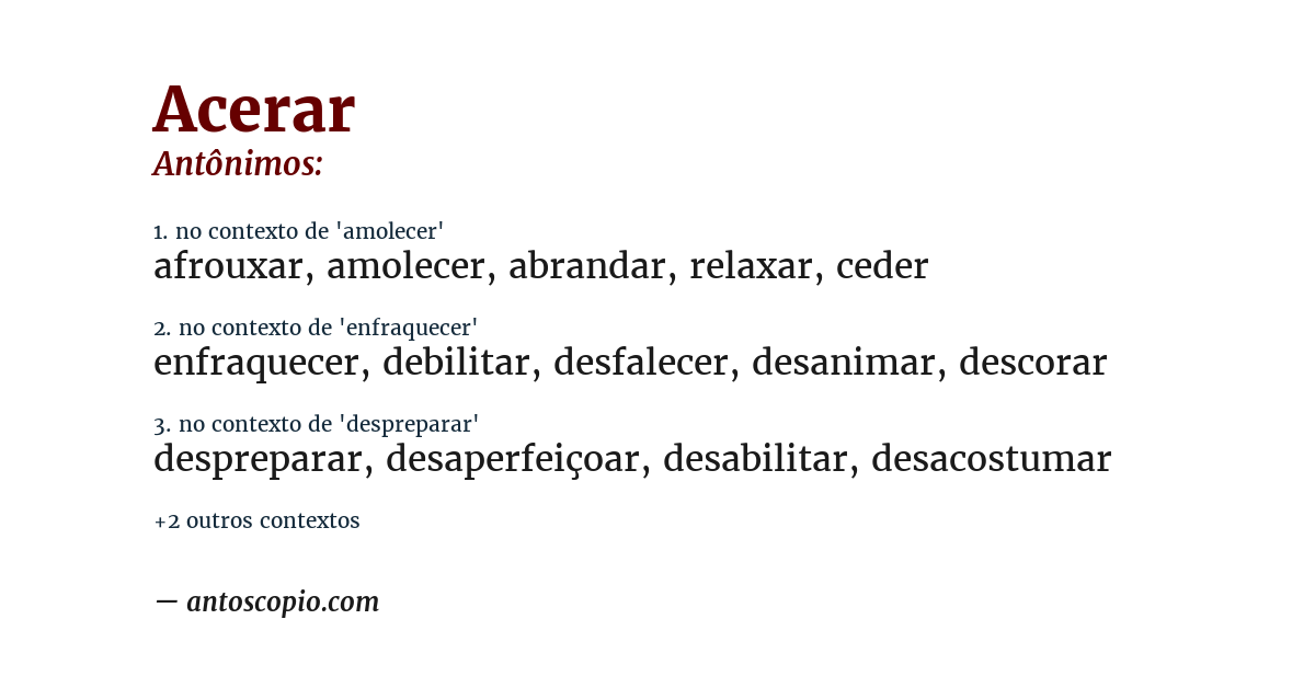 Antônimo de acerar