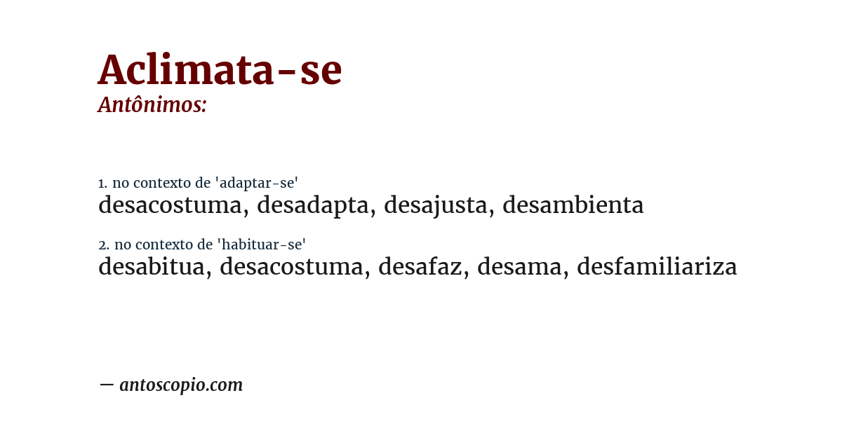 Antônimo de aclimata-se