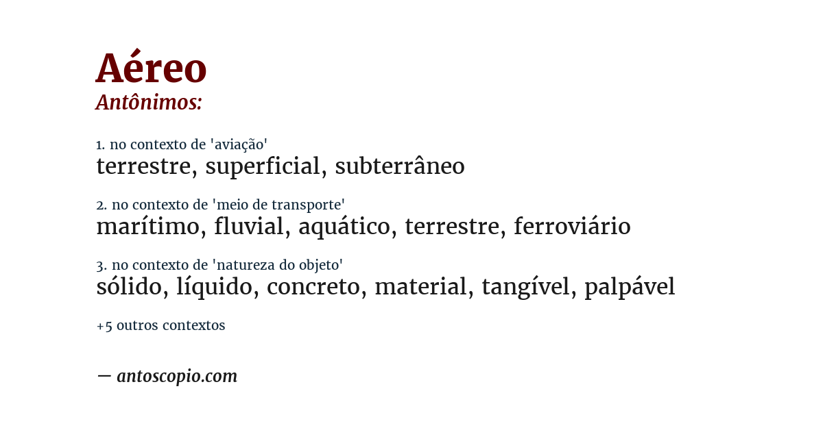 Antônimo de aéreo