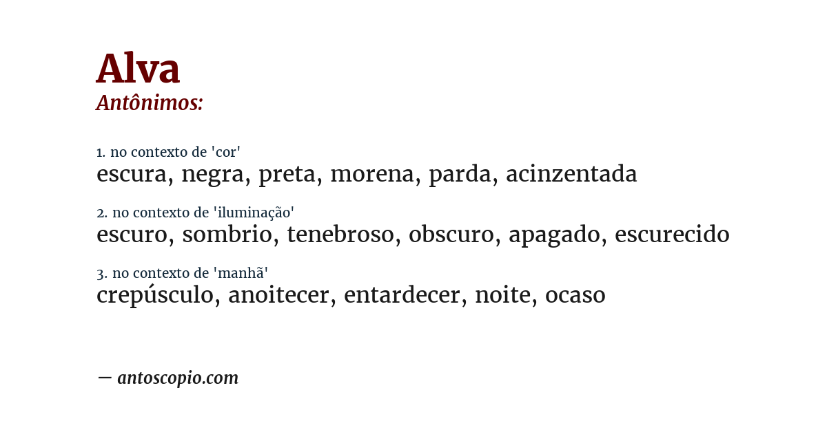 Antônimo de alva