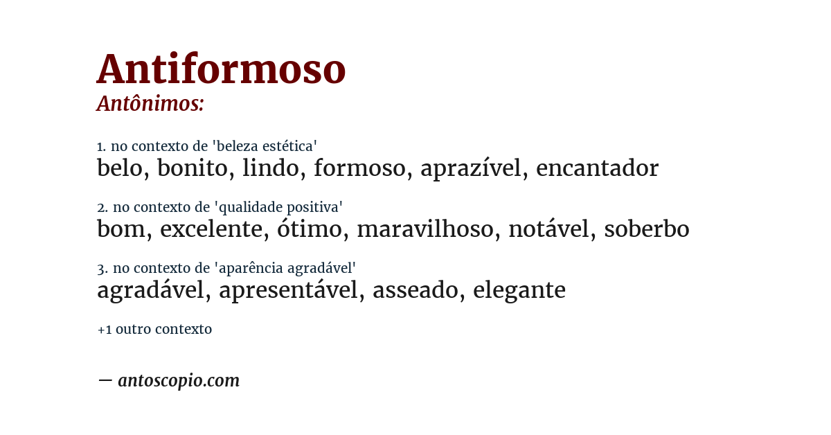 Antônimo de antiformoso