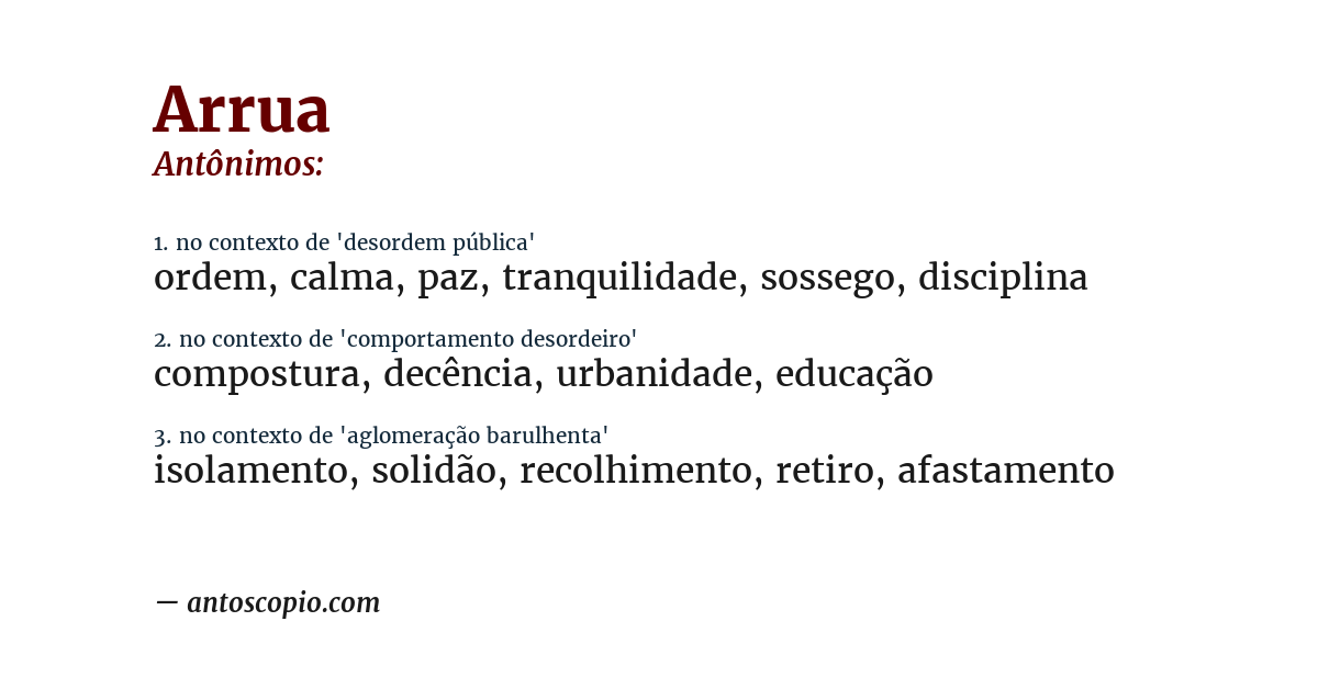 Antônimo de arrua