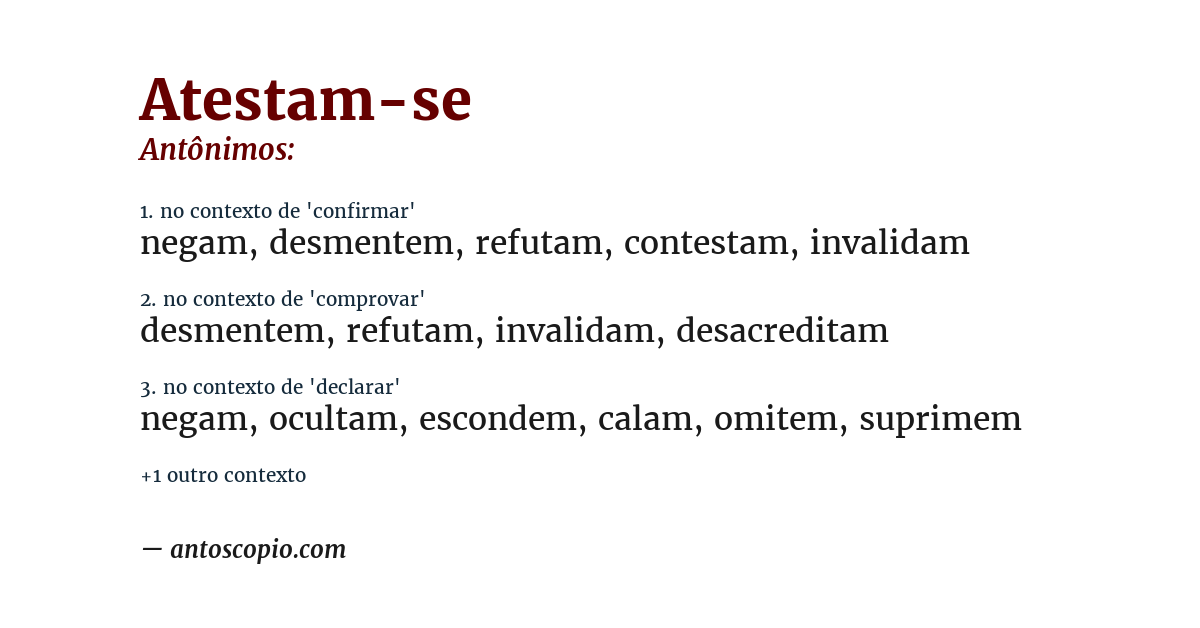 Antônimo de atestam-se