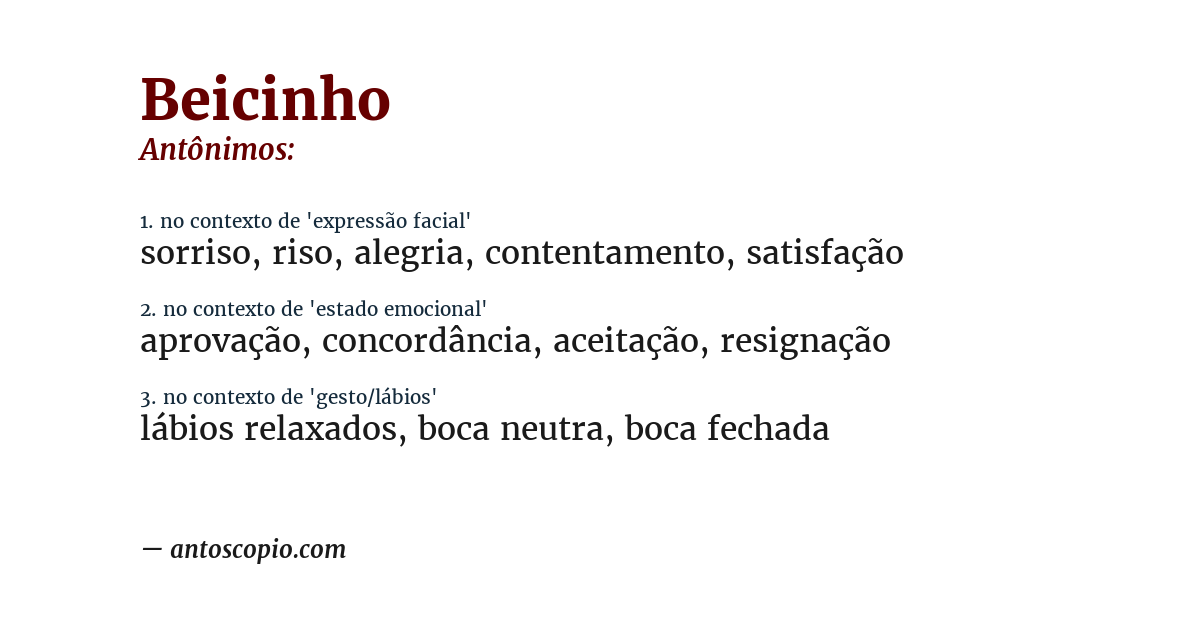 Antônimo de beicinho