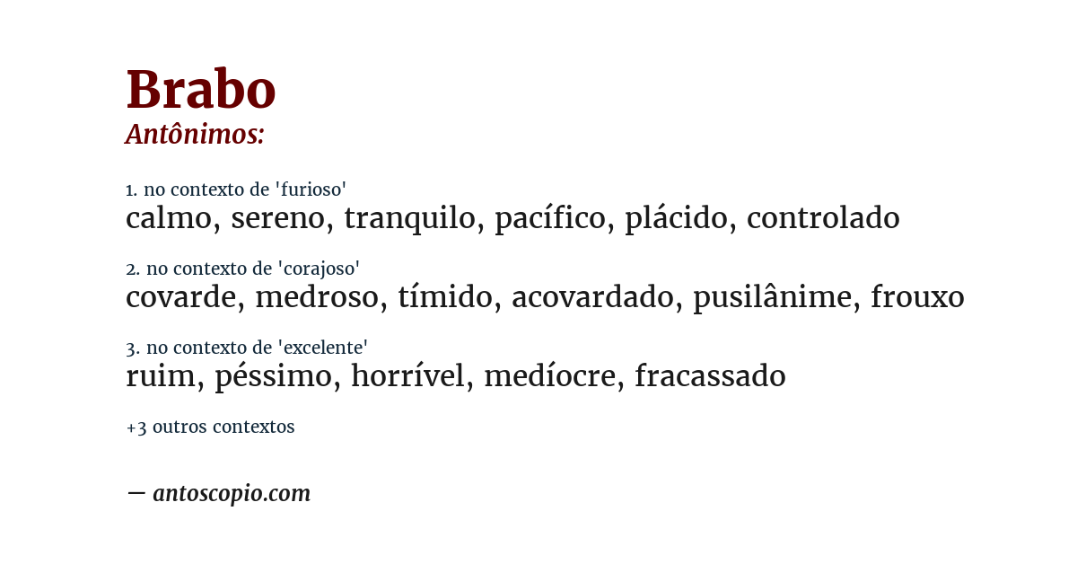 Antônimo de brabo