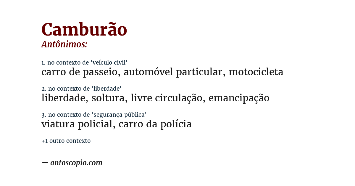 Antônimo de camburão