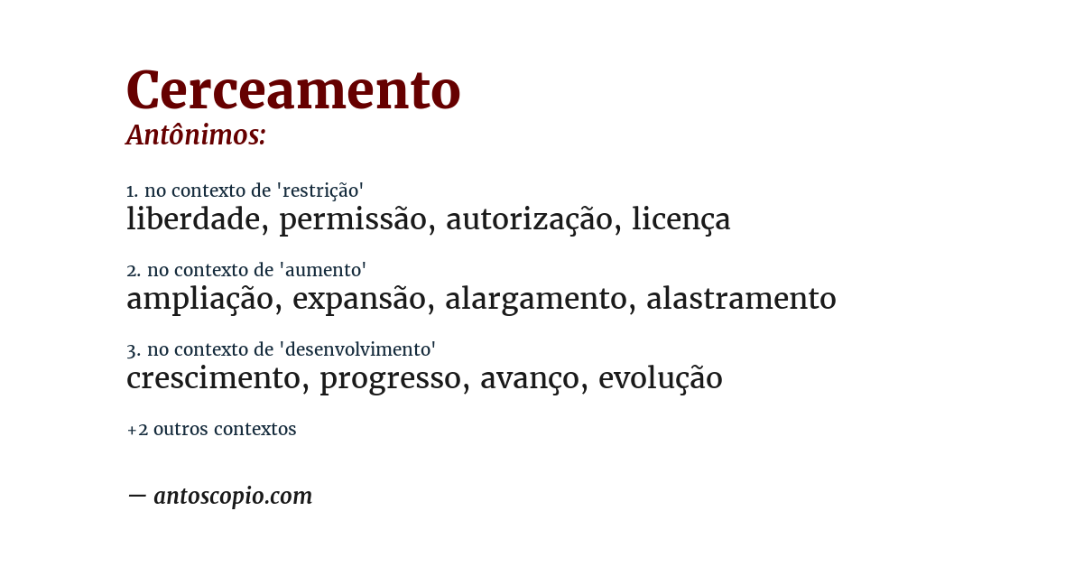 Antônimo de cerceamento