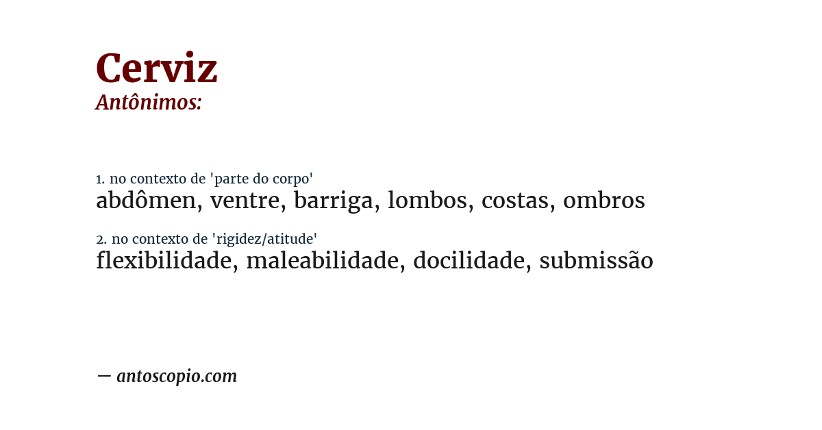 Antônimo de cerviz