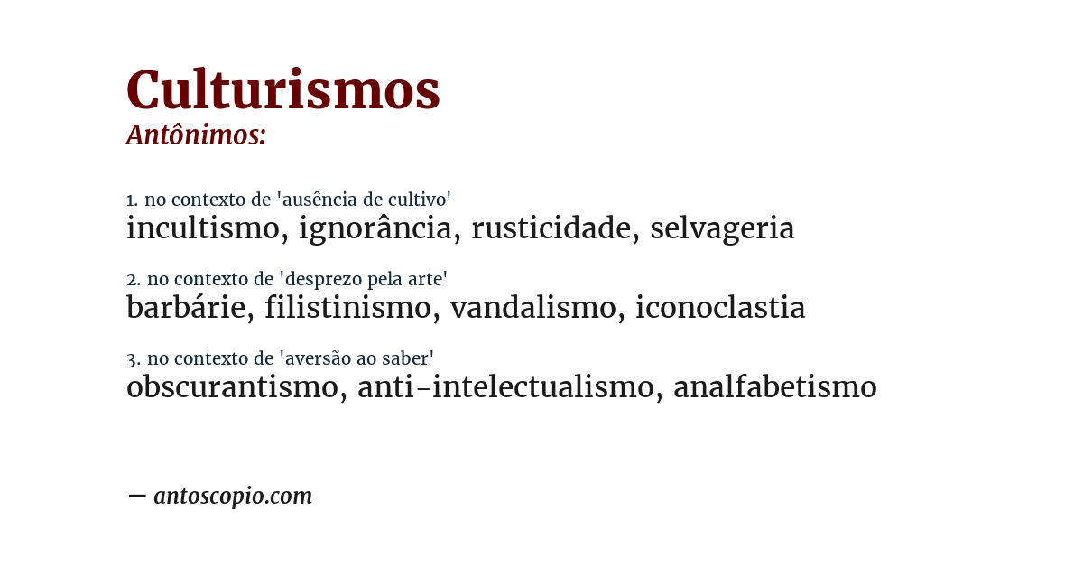Antônimo de culturismos