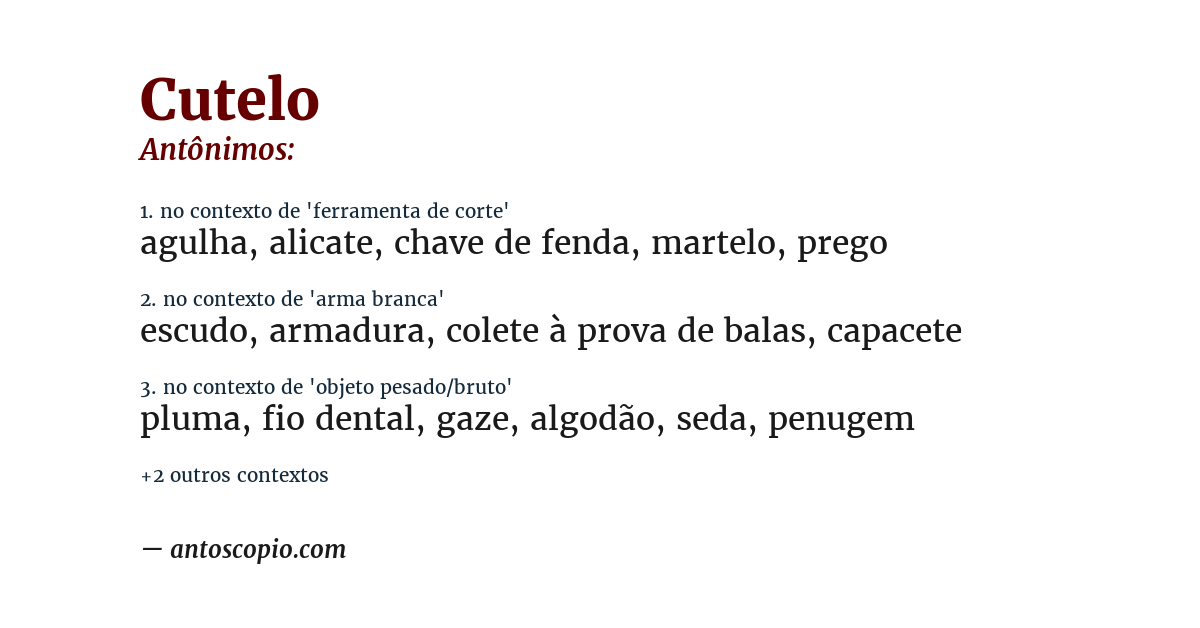 Antônimo de cutelo