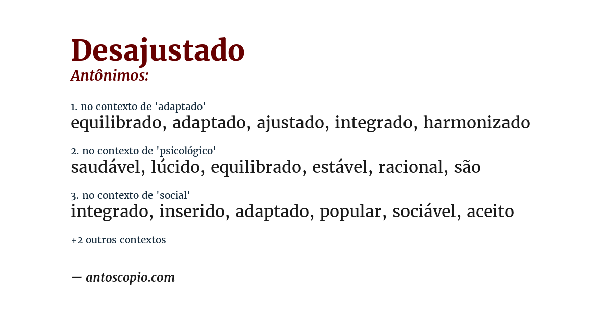 Antônimo de desajustado