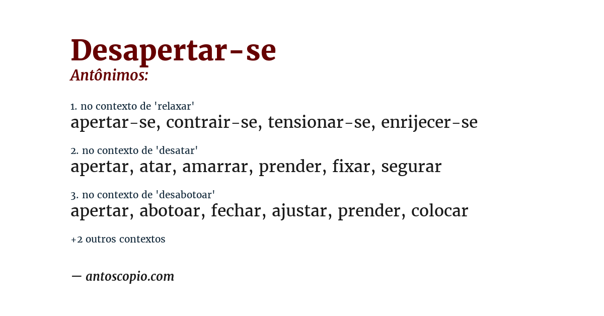 Antônimo de desapertar-se