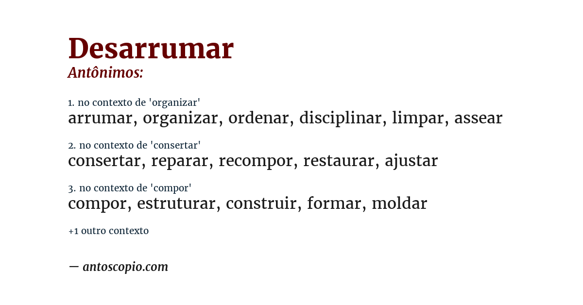 Antônimo de desarrumar
