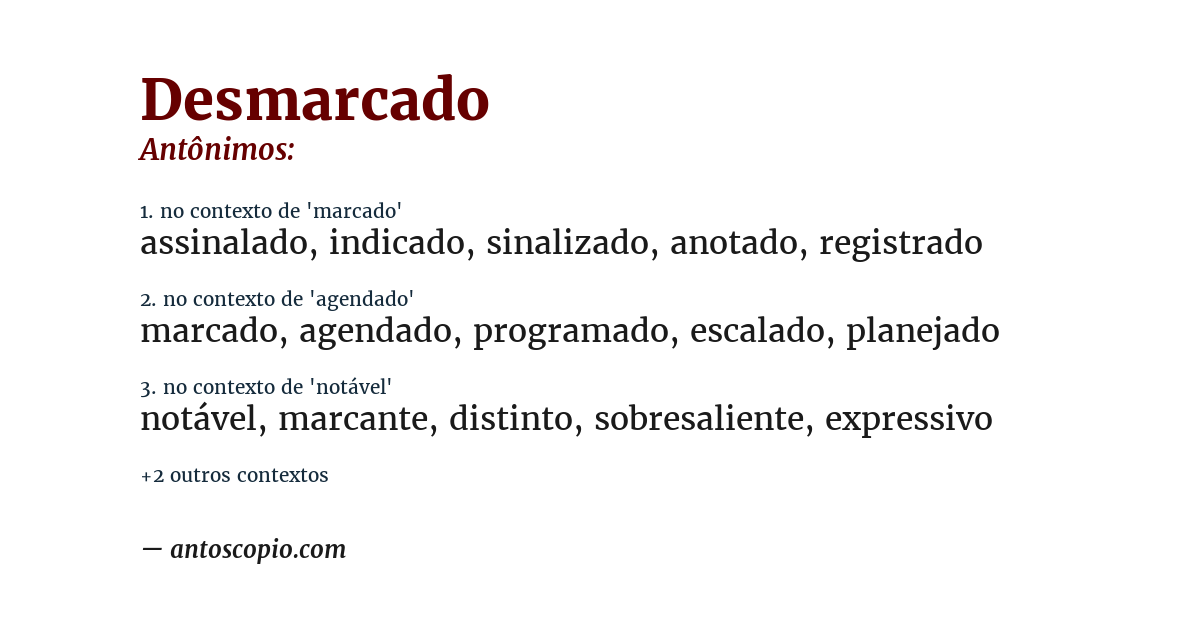 Antônimo de desmarcado
