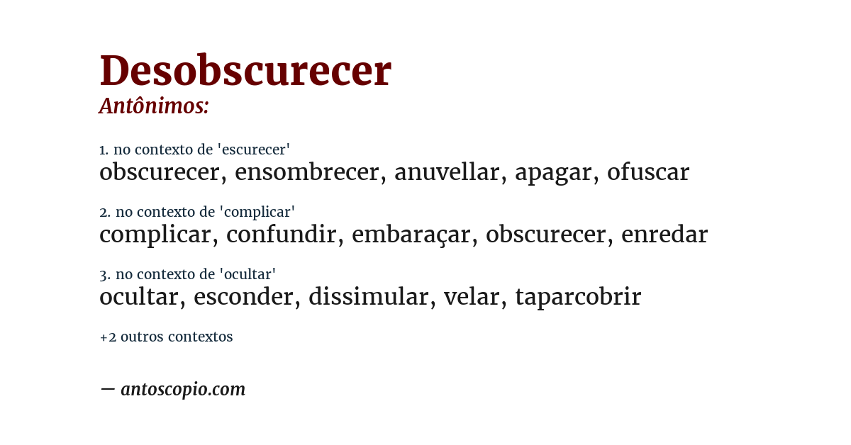 Antônimo de desobscurecer