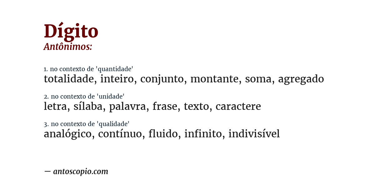 Antônimo de dígito